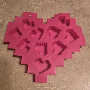 Pink Heart Ice Tray Jello Mold Craft Soap Mold Flexible Silicone 10 Heart Shapes